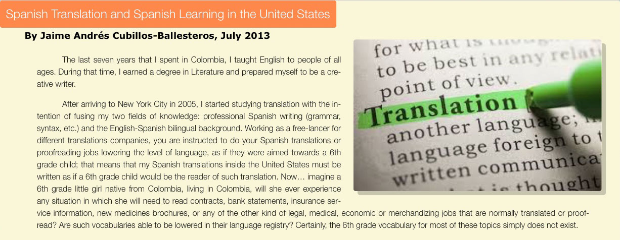 Preview of the article: Spanish Translation and Spanish Learning in the United States.